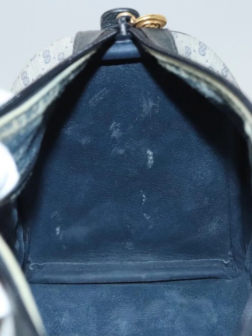 GUCCI Micro GG Supreme Sherry Line Bag PVC Navy Gold Red 40 02 007 Auth BA2011 - Picture 13 of 16